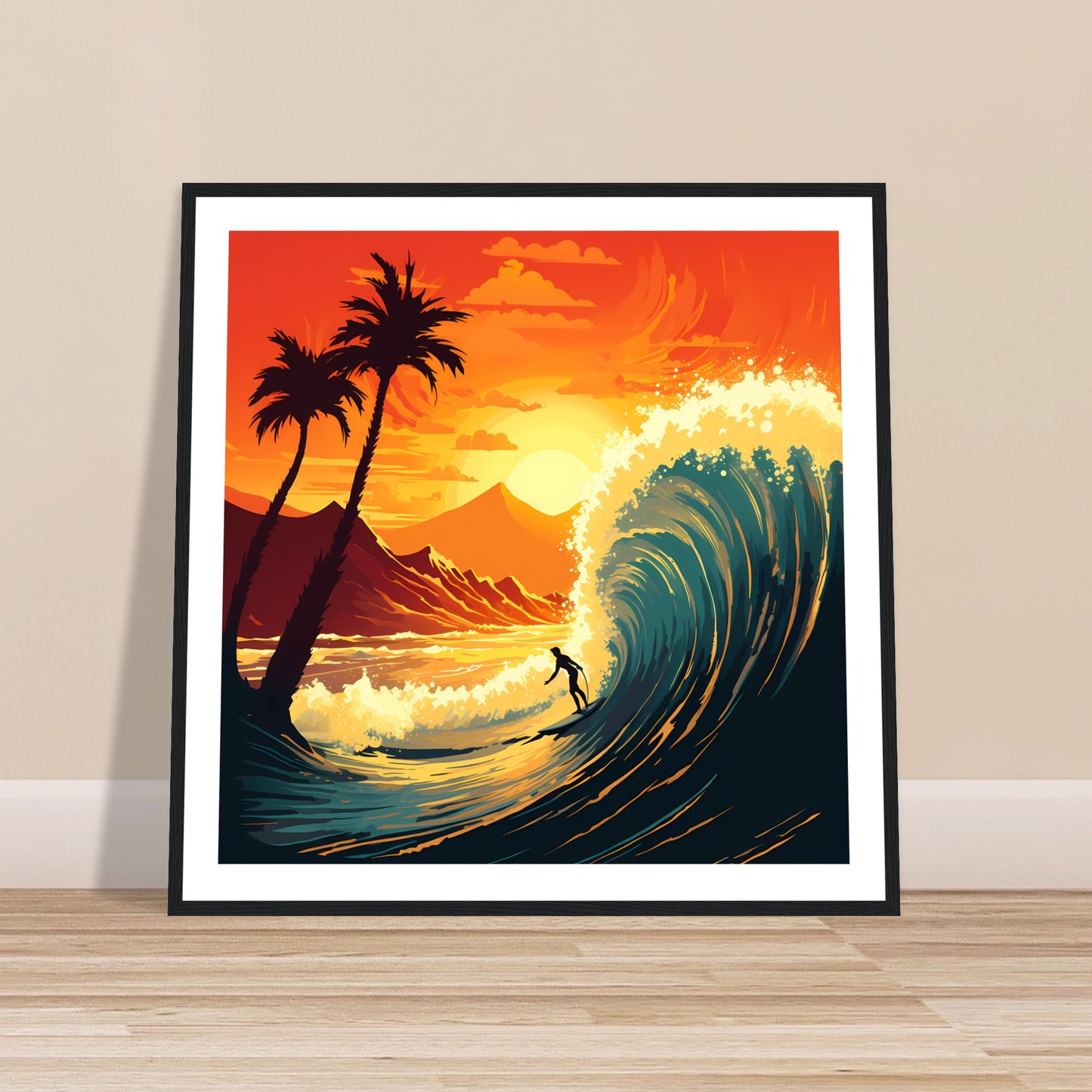 Tropical motion - Sunset Surfing - Wall Art