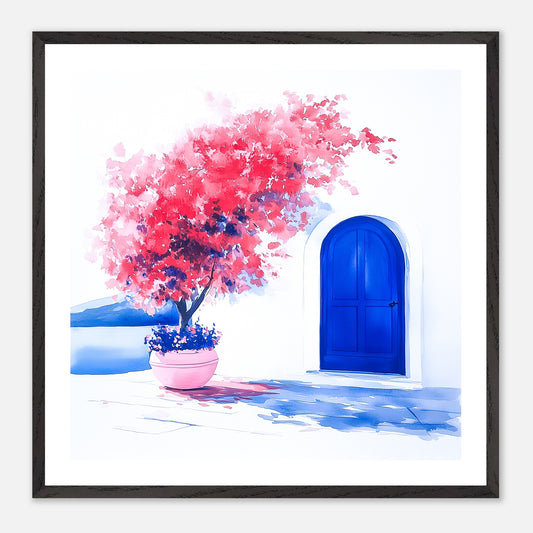 The Blue Door - Art print in black frame