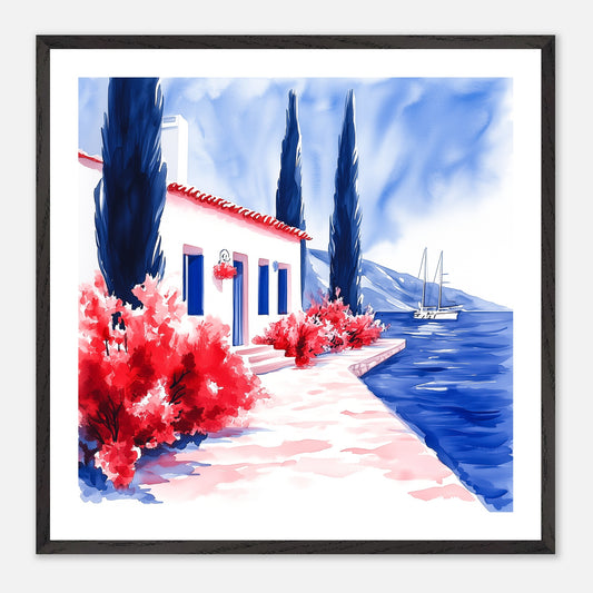 The House by the Water - Art print in black frame