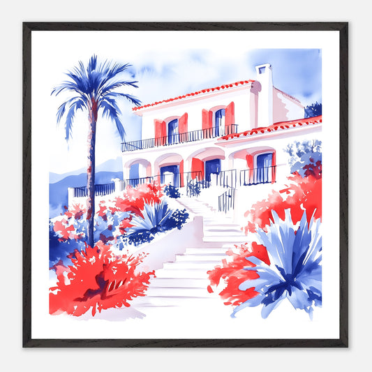 The Villa - Art print in black frame