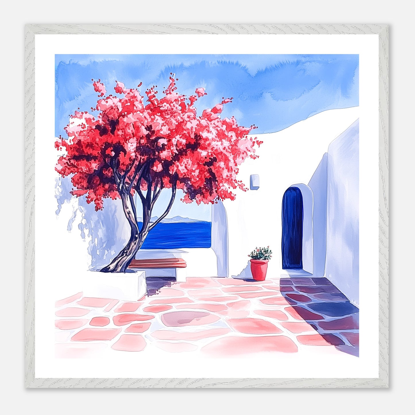 The Courtyard - Art print in white frame