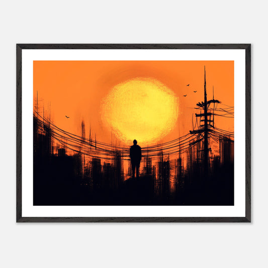 Facing the Furnace - Art print in black frame