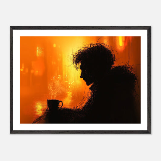 The Last Cup - Art print in black frame