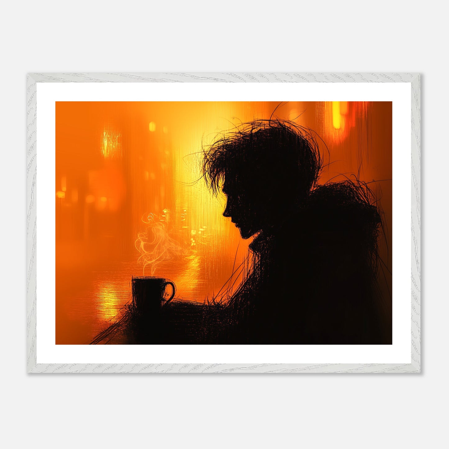 The Last Cup - Art print in white frame