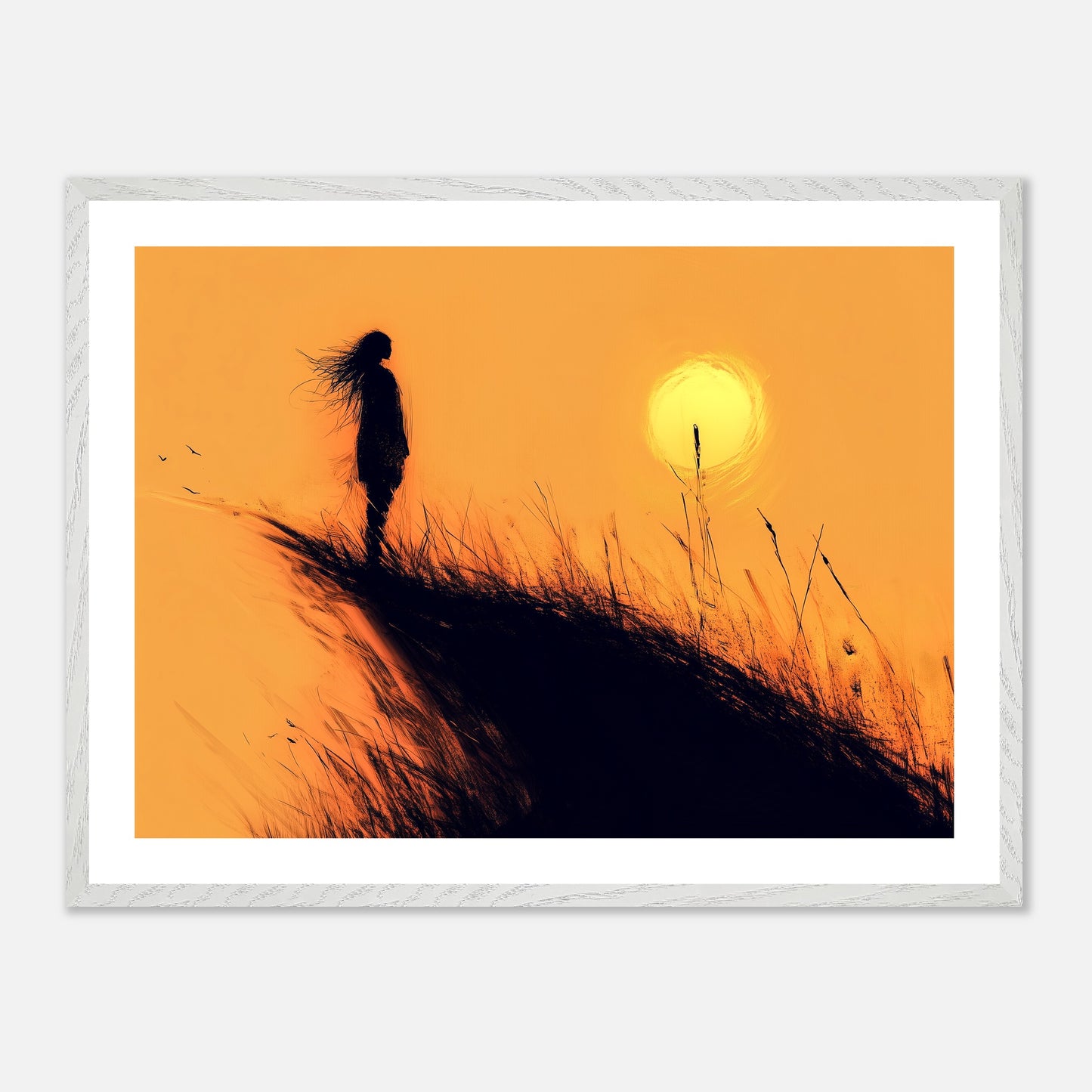 Hilltop Vigil - Art print in white frame