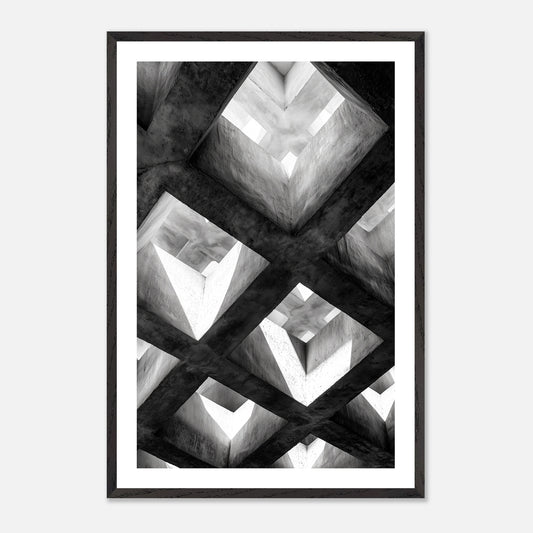 Concrete Grid - Art print in black frame