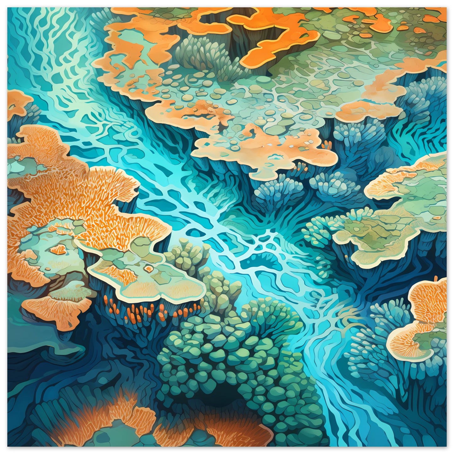 Coral Cascade - Coral Reef Magic - Wall Art