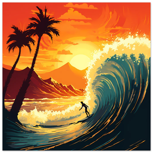 Tropical motion - Sunset Surfing - Wall Art