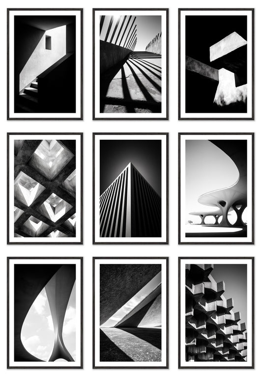 Shadow Play - Gallery wall set with art prints in black frame