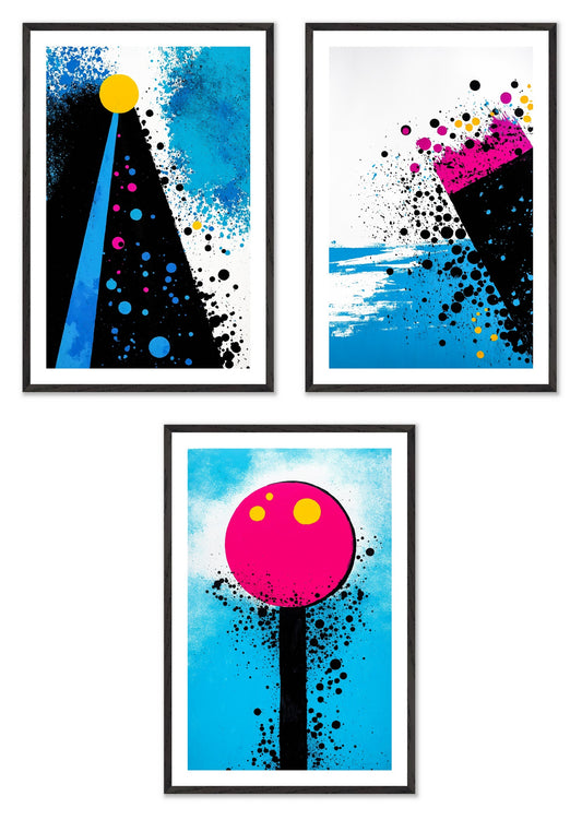 Pop Rocks and Soda - Gallery wall set with art prints in black frame