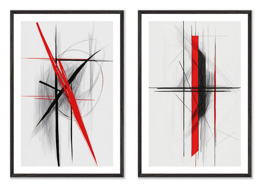 Red Constant - Gallery wall set with art prints in black frame