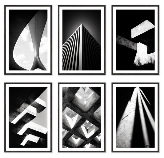 Shadow Play - Gallery wall set with art prints in black frame