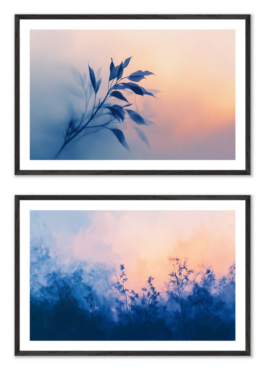 Soft Contours - Gallery wall set with art prints in black frame