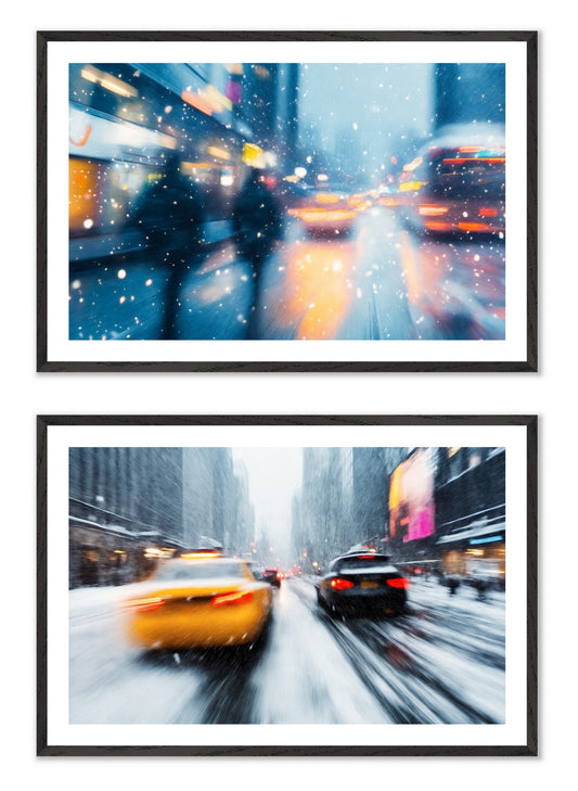 Winter Blur - Gallery wall set with art prints in black frame