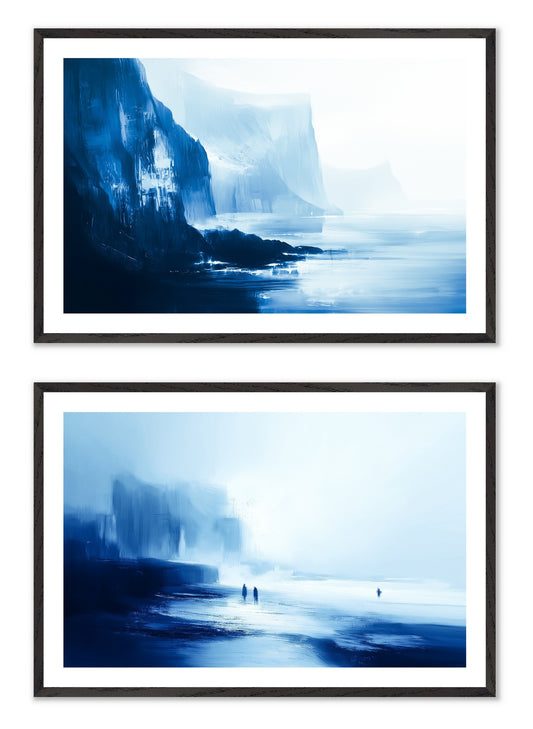 Blue Silence - Gallery wall set with art prints in black frame