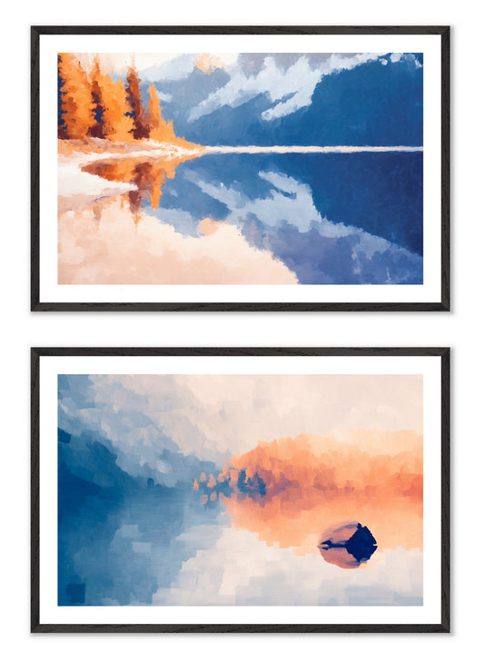 Postcards from Solitude - Gallery wall set with art prints in black frame