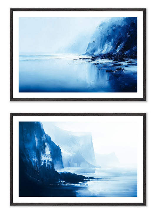 Blue Silence - Gallery wall set with art prints in black frame