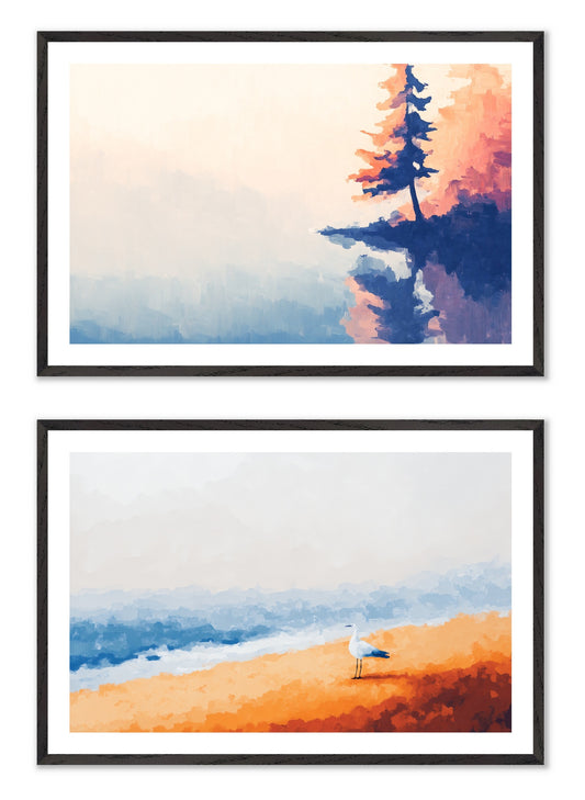 Postcards from Solitude - Gallery wall set with art prints in black frame