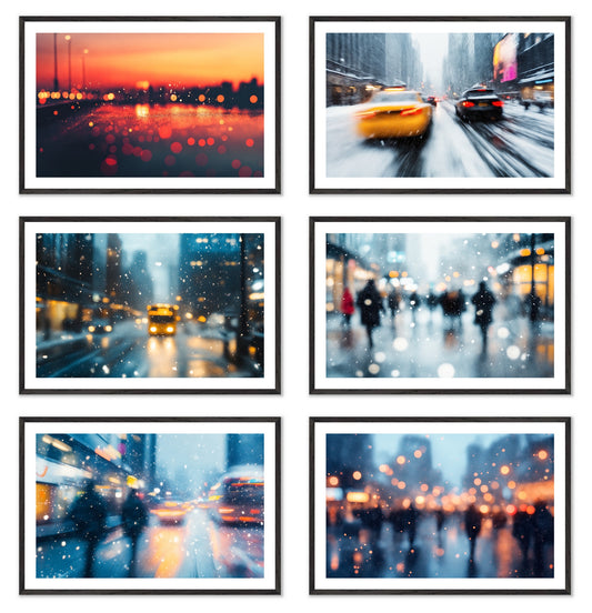 Winter Blur - Gallery wall set with art prints in black frame