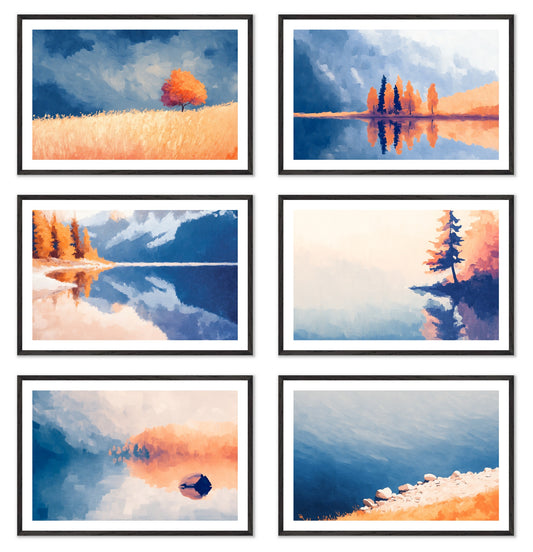 Postcards from Solitude - Gallery wall set with art prints in black frame