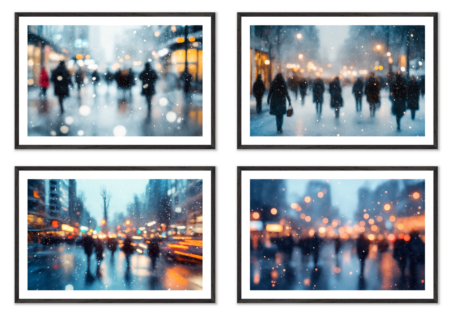 Winter Blur - Gallery wall set with art prints in black frame