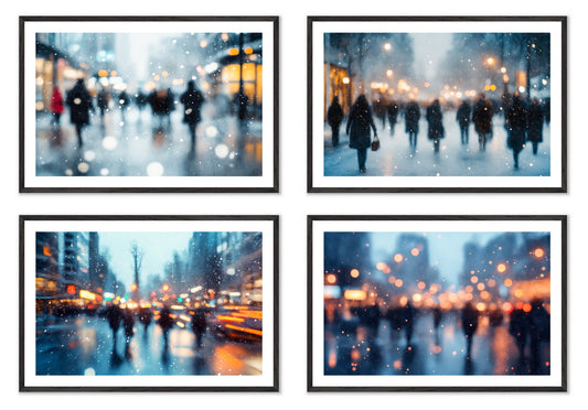 Winter Blur - Gallery wall set with art prints in black frame