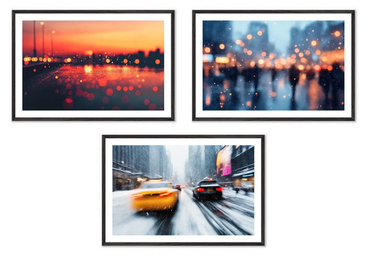Winter Blur - Gallery wall set with art prints in black frame