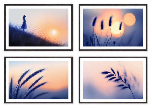 Soft Contours - Gallery wall set with art prints in black frame