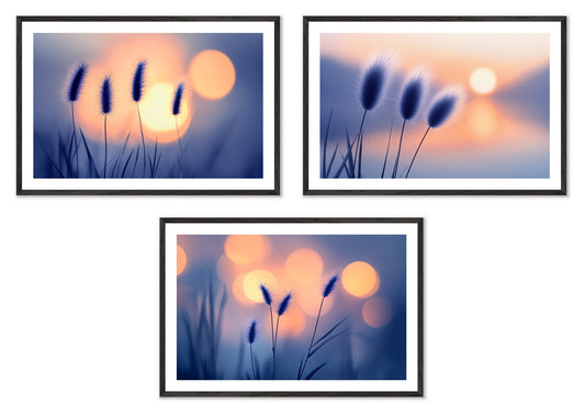 Soft Contours - Gallery wall set with art prints in black frame