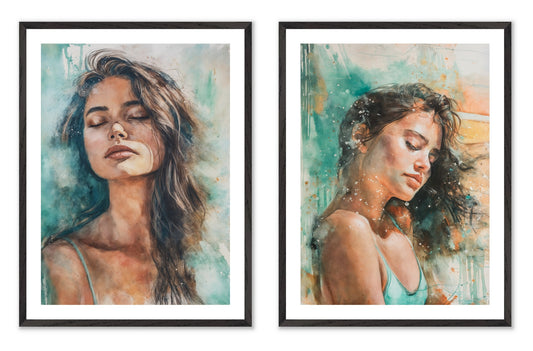 Summer Asleep - Gallery wall set with art prints in black frame