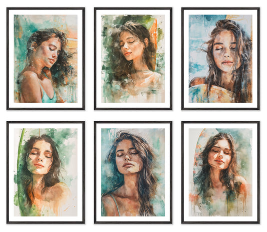 Summer Asleep - Gallery wall set with art prints in black frame