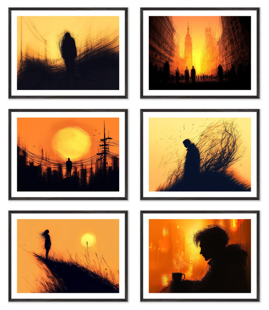 The Last Hour - Gallery wall set with art prints in black frame