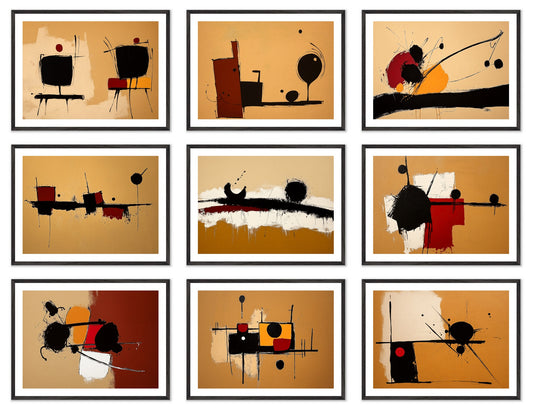 Jazz Sketches - Gallery wall set with art prints in black frame