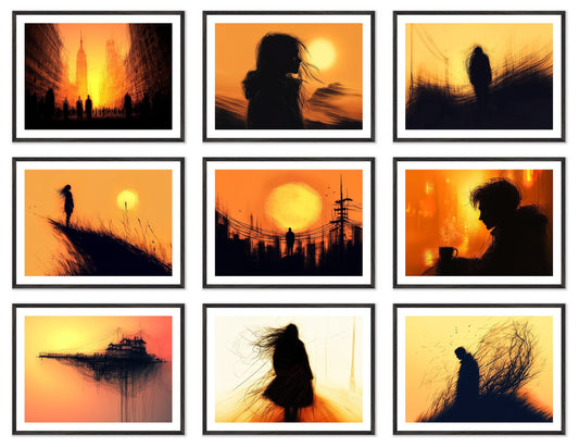 The Last Hour - Gallery wall set with art prints in black frame