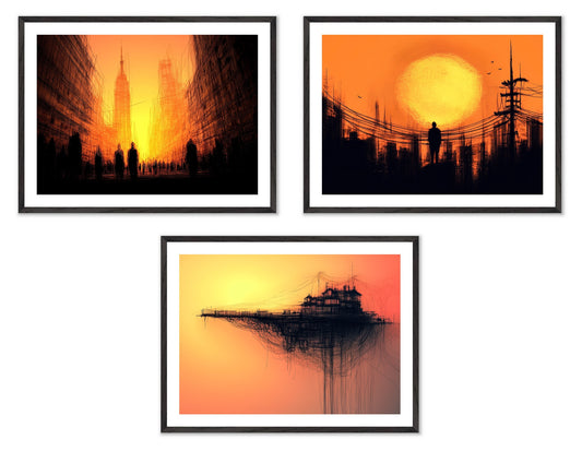 The Last Hour - Gallery wall set with art prints in black frame