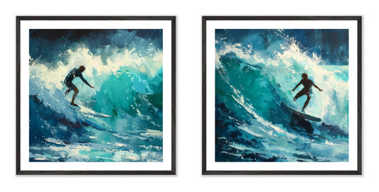 Brushed by the Blue - Gallery wall set with art prints in black frame