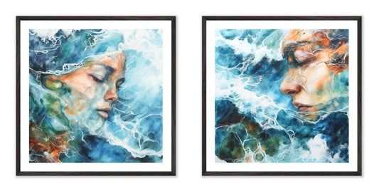 Submerge - Gallery wall set with art prints in black frame