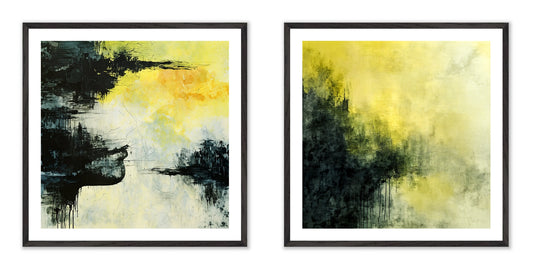Chromatic Moods - Gallery wall set with art prints in black frame