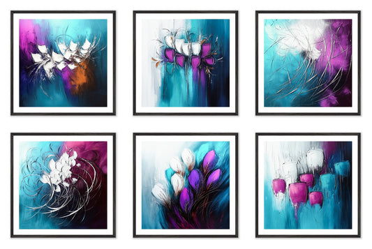 The Imperfect Bloom - Gallery wall set with art prints in black frame