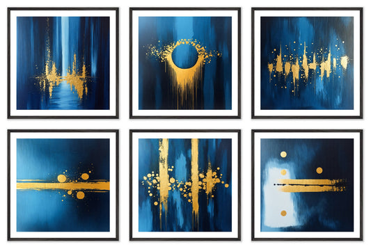 Gold Code - Gallery wall set with art prints in black frame