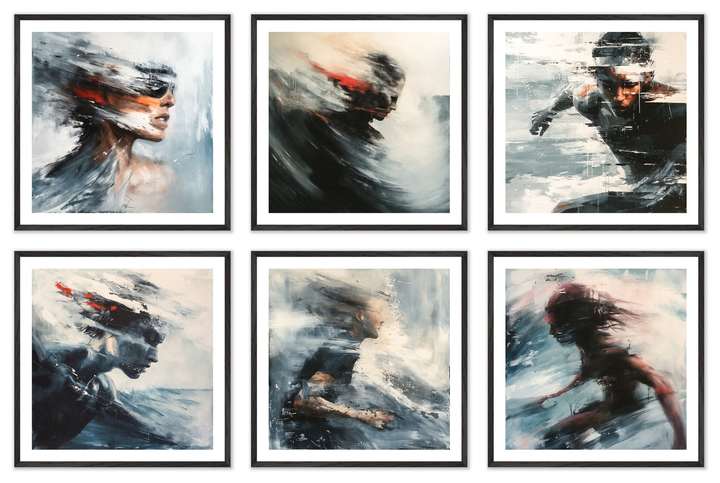 Breaking Through - Gallery wall set with art prints in black frame