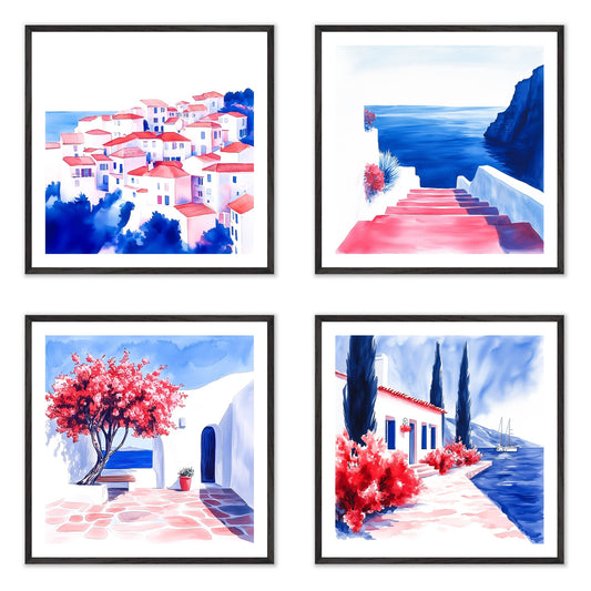 Noon - Gallery wall set with art prints in black frame