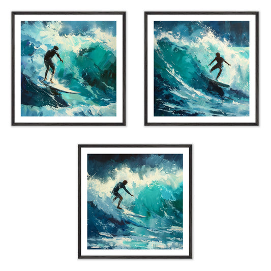 Brushed by the Blue - Gallery wall set with art prints in black frame