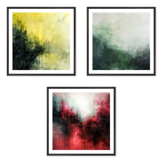Chromatic Moods - Gallery wall set with art prints in black frame