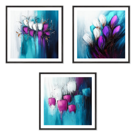 The Imperfect Bloom - Gallery wall set with art prints in black frame