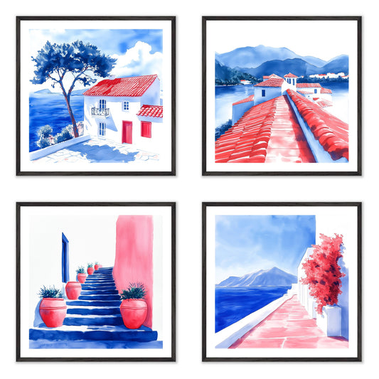 Noon - Gallery wall set with art prints in black frame