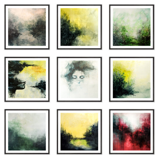 Chromatic Moods - Gallery wall set with art prints in black frame