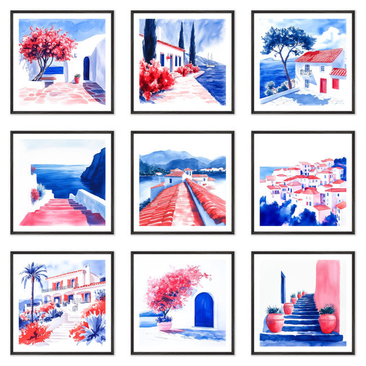 Noon - Gallery wall set with art prints in black frame