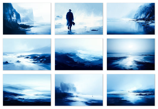 Blue Silence - Gallery wall set with art prints