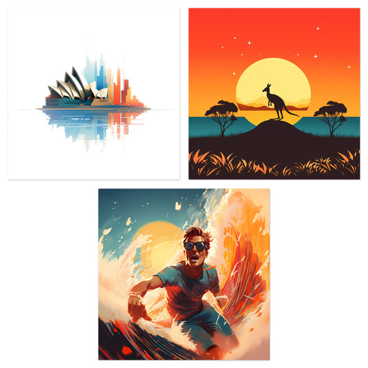 Down Under Remixed - Gallery wall set with art prints